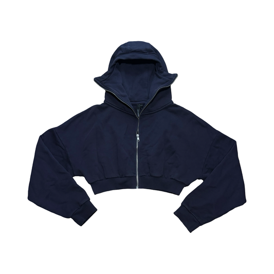 Entire Studios Cropped Navy Zip Hoodie