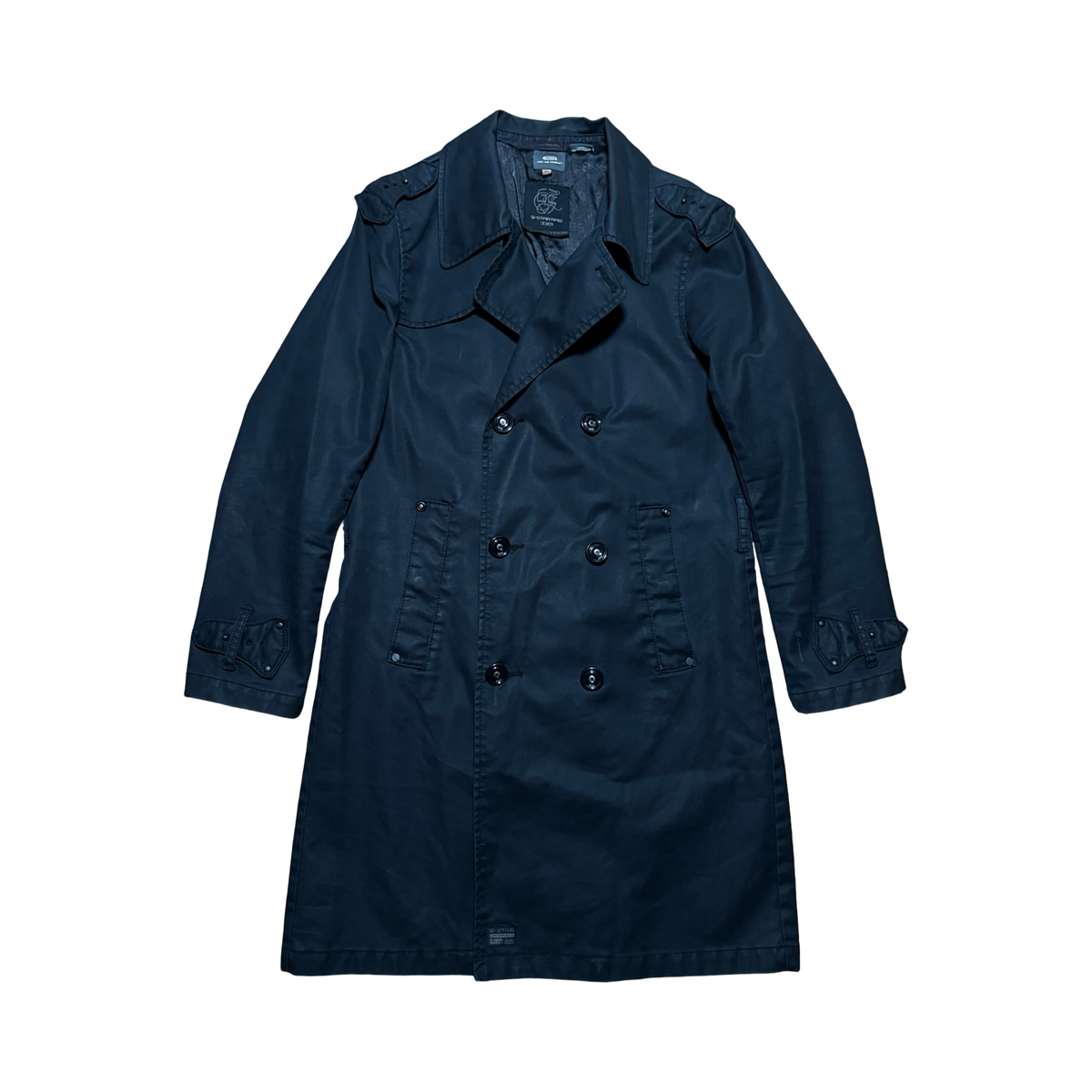 G Star Double Breasted Waxed Trench Coat