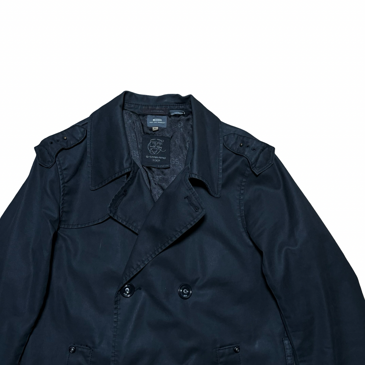 G Star Double Breasted Waxed Trench Coat