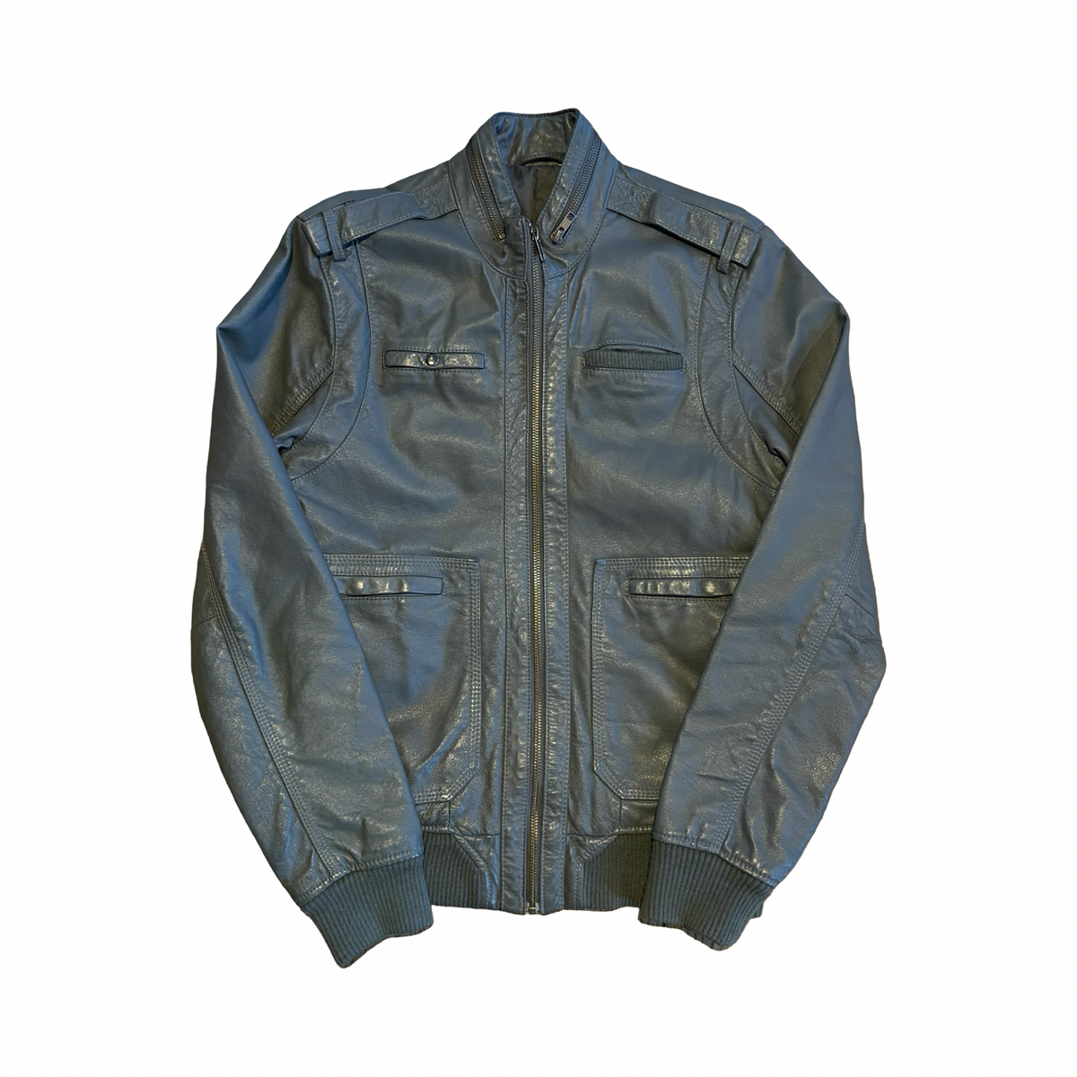 Vintage Gray Leather Jacket