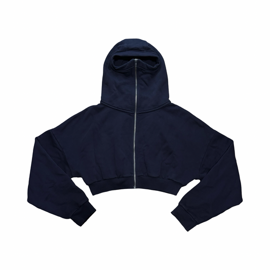 Entire Studios Cropped Navy Zip Hoodie