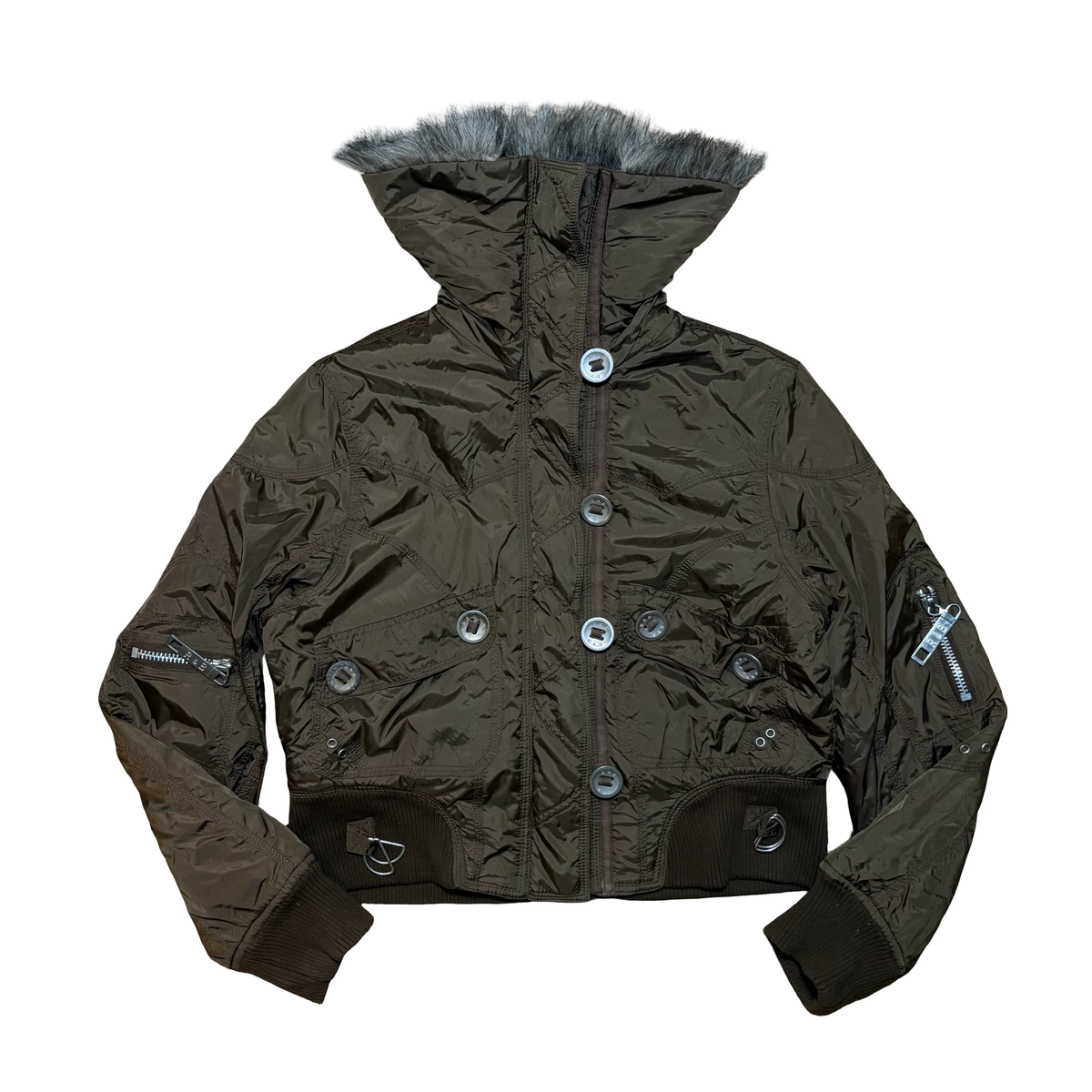 Vintage Fur Button Bomber