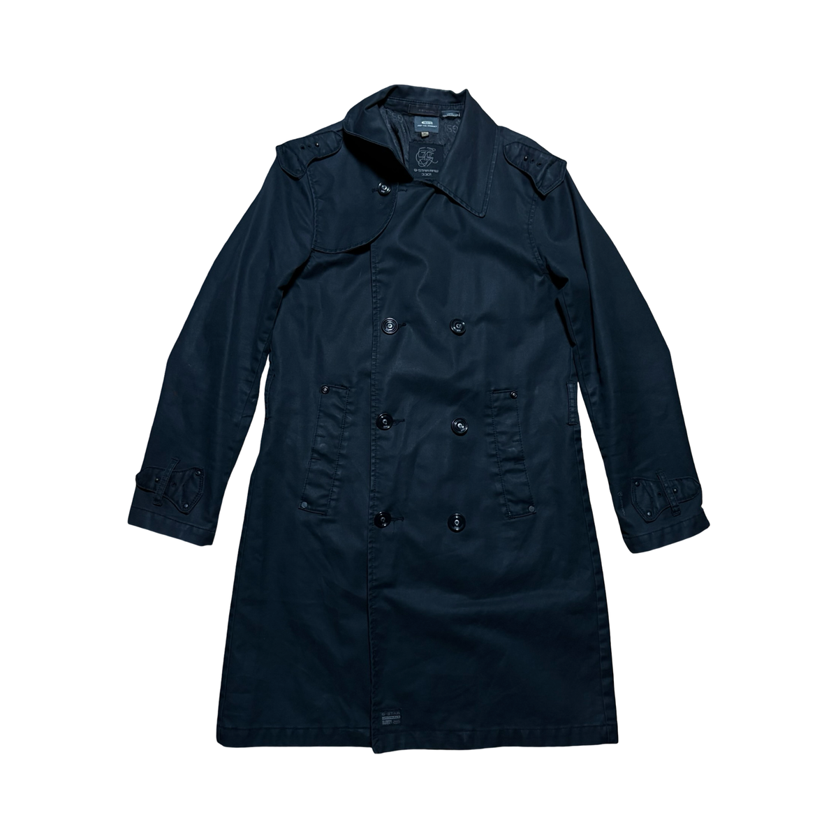 G Star Double Breasted Waxed Trench Coat
