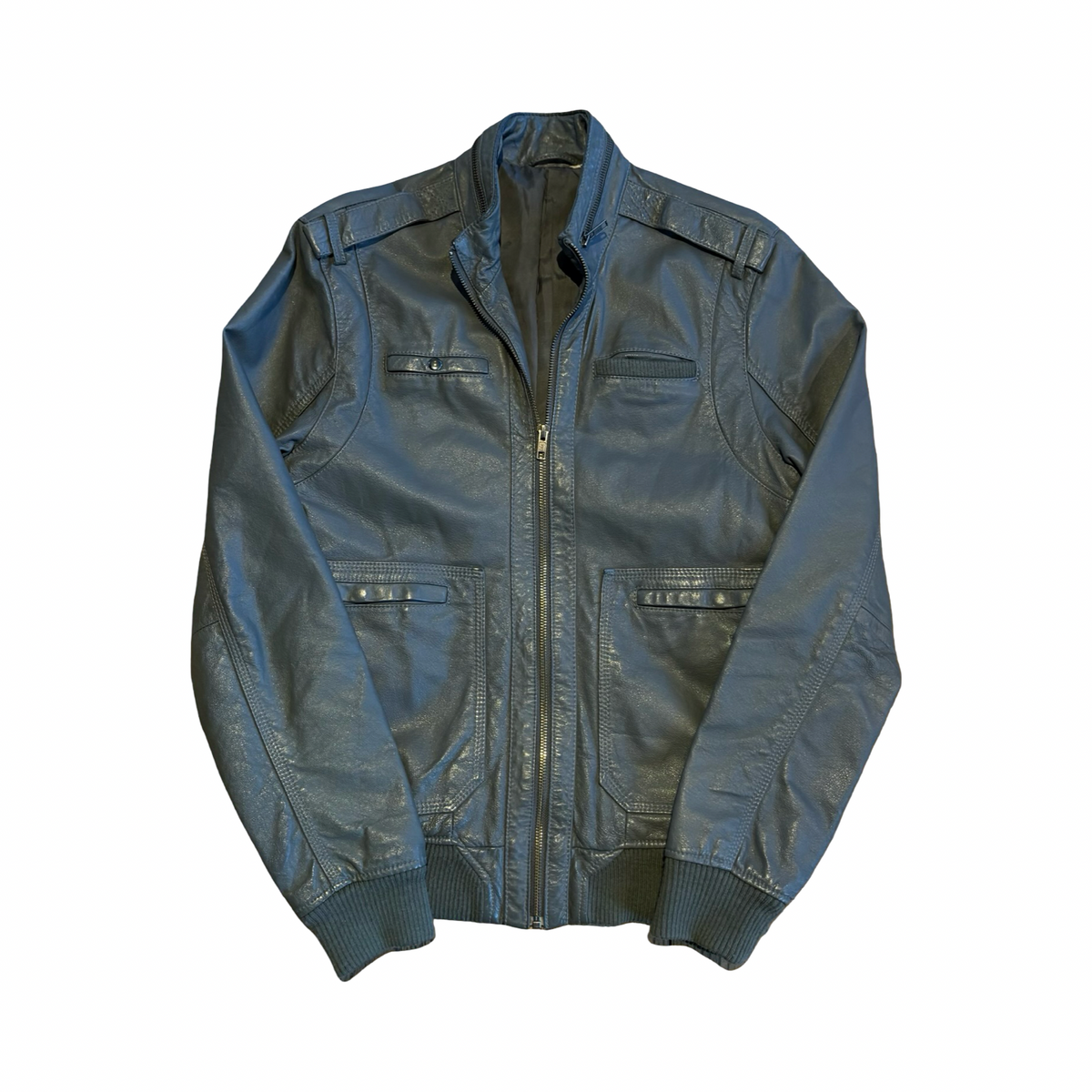 Vintage Gray Leather Jacket