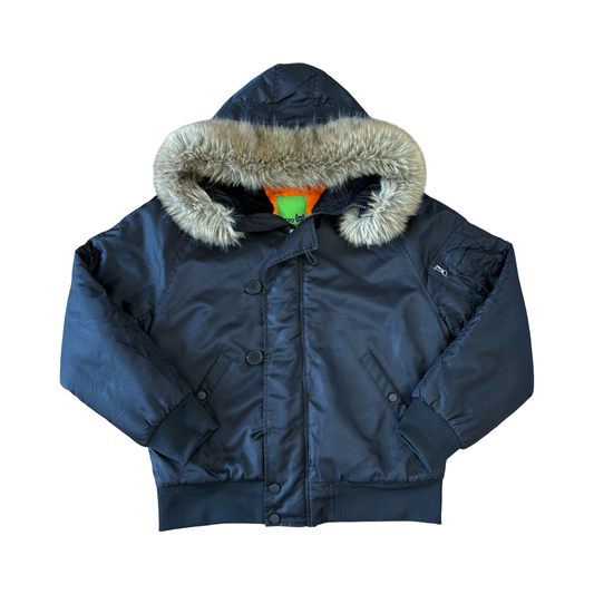 Black Fur Bomber Jacket