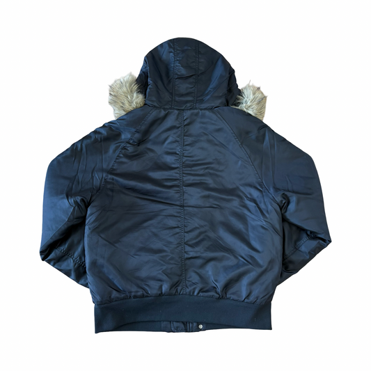 Black Fur Bomber Jacket
